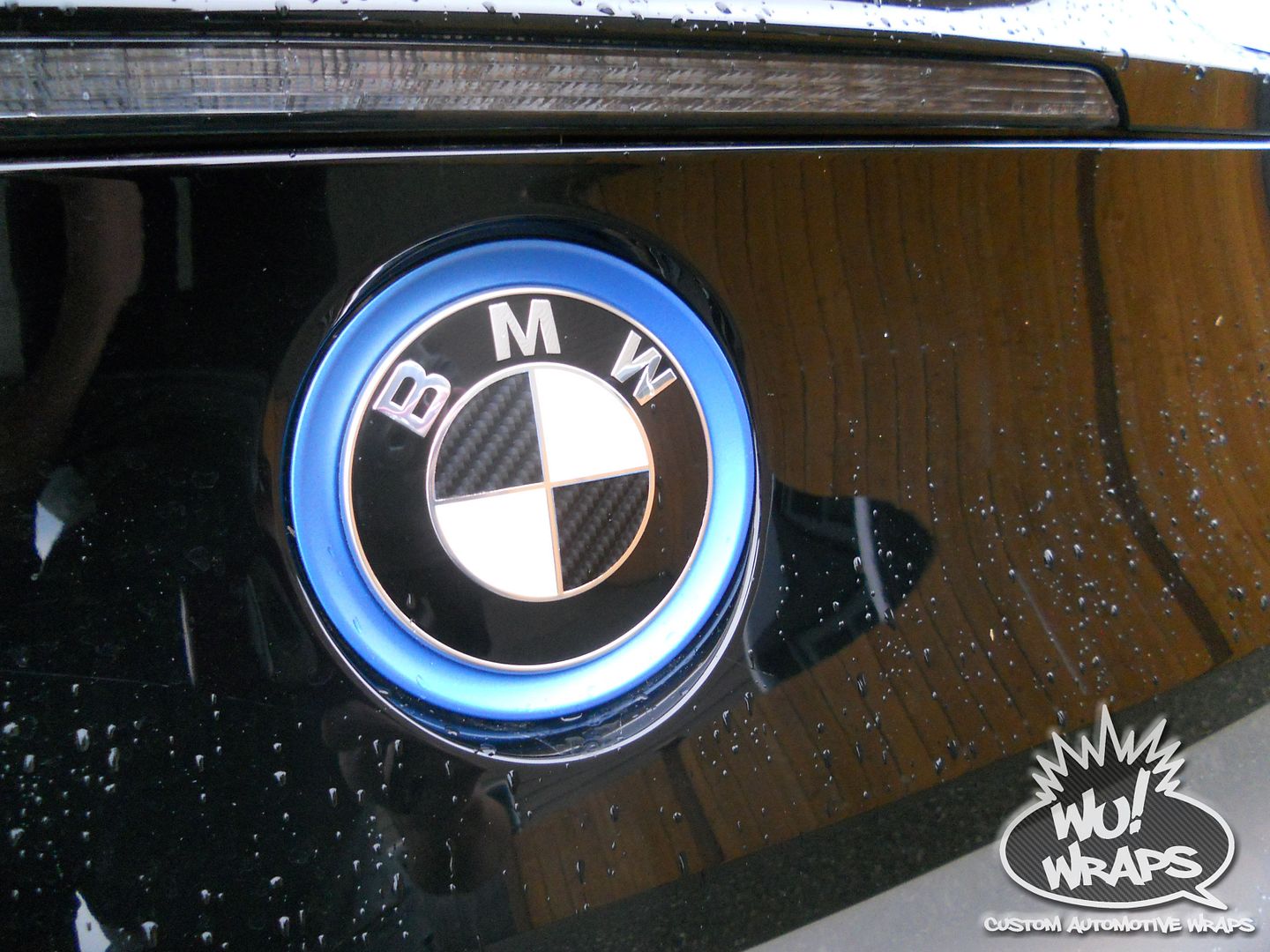 BMW i8 hood scoop front lip licnese plate trim Vvivid Vinyl 4D CF vinylwrap Wu! Wraps